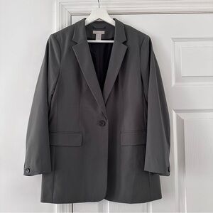 H & M Women's Blazer Size S (4-6) Dark Olive Green,  Tailored Office Career Wear